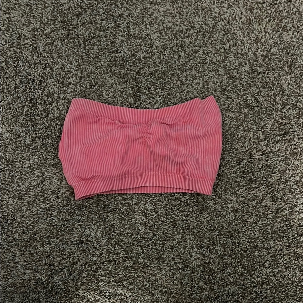 Pink Ribbed Bandeau Top